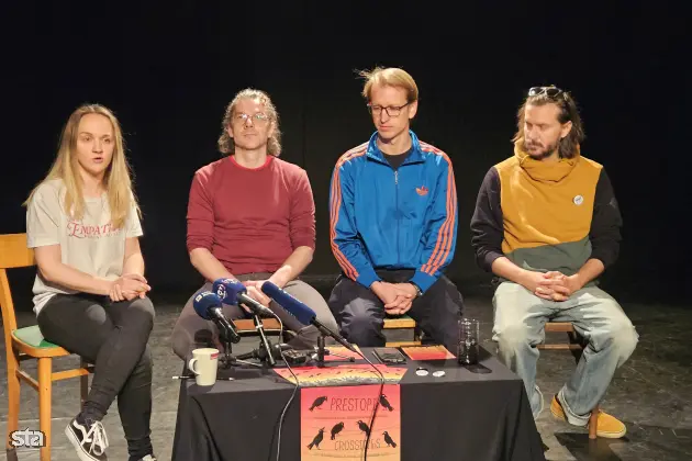 Maribor, GT22. Novinarska konferenca društva Moment pred 7. mednarodnim festivalom uprizoritvenih umetnosti Prestopi. Foto: Gregor Mlakar/STA