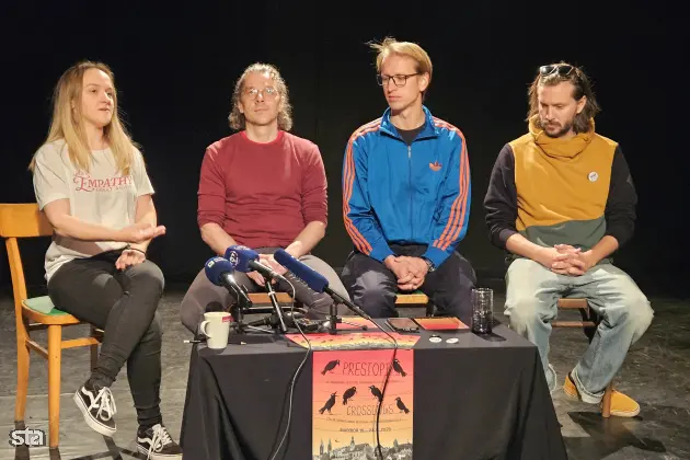 Maribor, GT22. Novinarska konferenca društva Moment pred 7. mednarodnim festivalom uprizoritvenih umetnosti Prestopi. Foto: Gregor Mlakar/STA